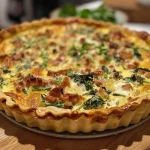 ['Close-up view of a golden-brown Quiche with Topinambur, showcasing its flaky crust and creamy filling.', 'Side perspective of a delicious Quiche filled with Topinambur, highlighting the texture of the dough and ingredients inside.', 'Detailed shot of a freshly baked Quiche mit Topinambur, featuring a crisp outer layer and rich creamy filling.', 'Close-up image of a savory Topinambur Quiche, emphasizing the vibrant ingredients and appetizing appearance.']