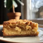 ['Side view of a juicy quince filled with nuts, showcasing a golden-brown exterior.', 'Close-up of a delicious quince stuffed with a nut filling, highlighting the textures.', 'Detailed view of a quince with nut filling, featuring a glossy glaze on the fruit.', 'Juicy quince from the side, revealing rich nut and raisin filling within.']