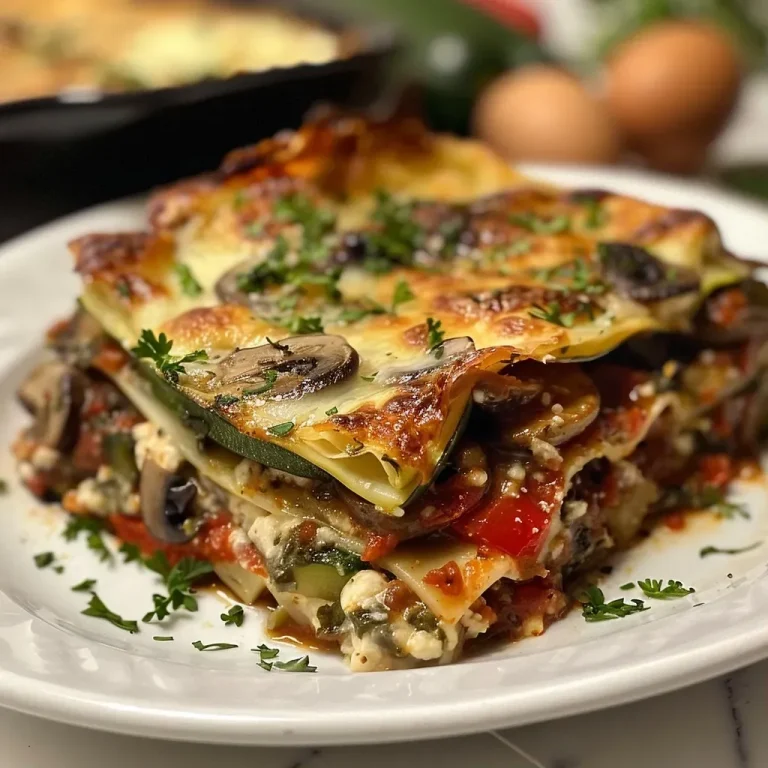['Close-up view of a slice of ricotta and vegetable lasagna, showcasing layers of cheese and vegetables.', 'Side view of a serving of ricotta and vegetable lasagna, highlighting melted cheese and vibrant vegetables.', 'Detailed shot of rich ricotta and vegetable lasagna with visible layers and fresh ingredients.', 'Succulent piece of veggie lasagna with a golden crust and colorful filling.']