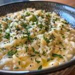 ['Close-up of creamy Risotto with plums and rosemary, garnished with herbs.', 'Side view of Risotto alle prugne e rosmarino, showcasing vibrant ingredients.', 'Dish of Risotto featuring juicy plums and a sprig of fresh rosemary, presented elegantly.', 'Detailed image of Risotto with plums, rosemary, and a sprinkle of cheese on top.']