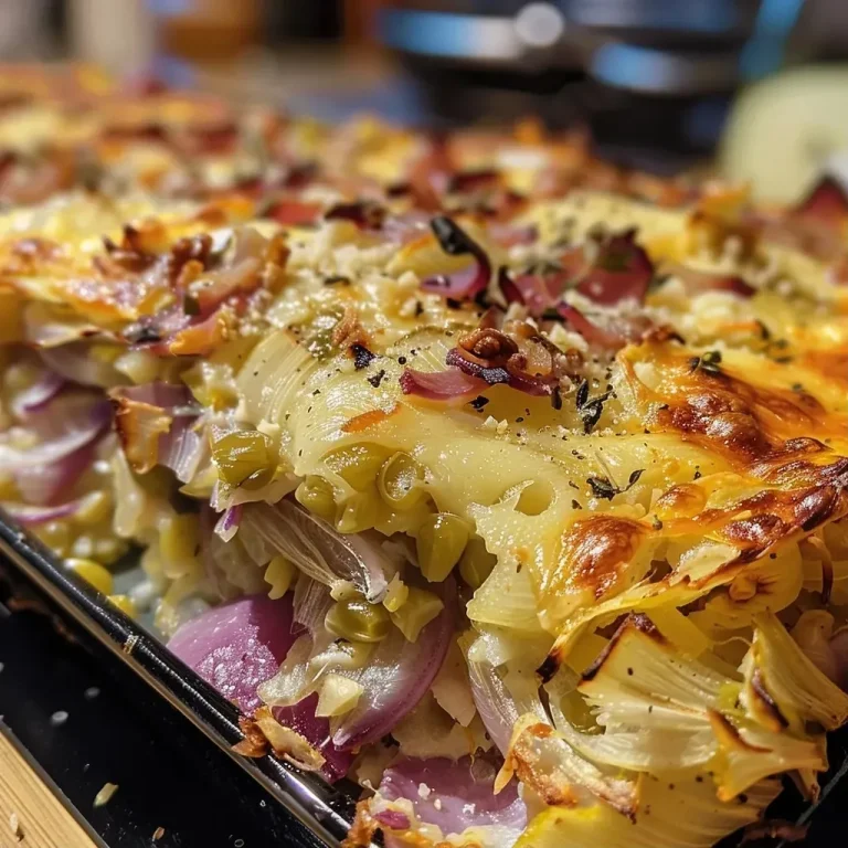 ['Side view of a creamy Brussels sprout casserole topped with melted cheese.', 'Close-up of a delicious baked Brussels sprout dish with a golden cheese crust.', 'Juicy and cheesy Brussels sprout casserole in a baking dish, ready to serve.', 'Savory Rosenkohl-Auflauf showcasing layers of creamy sauce and cheese.']