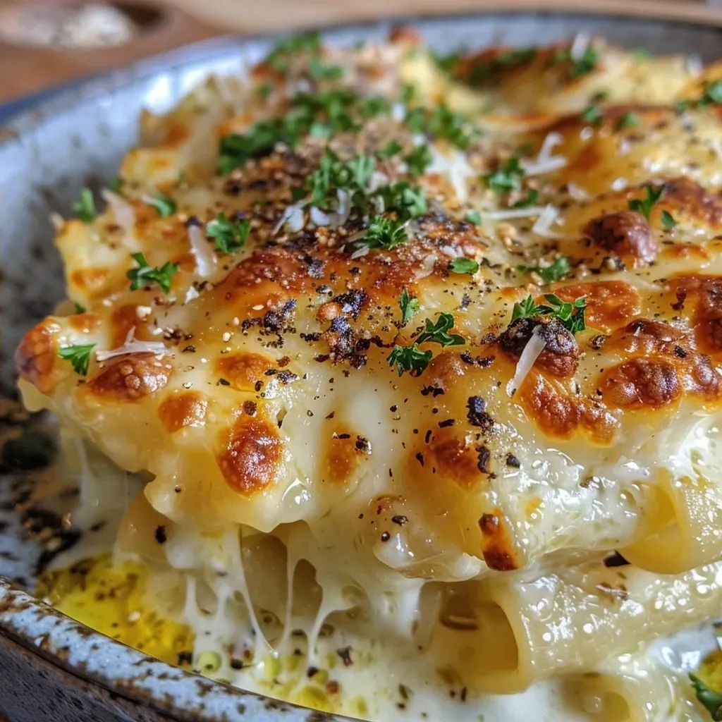 ['Side view of a creamy Brussels sprout casserole topped with melted cheese.', 'Close-up of a delicious baked Brussels sprout dish with a golden cheese crust.', 'Juicy and cheesy Brussels sprout casserole in a baking dish, ready to serve.', 'Savory Rosenkohl-Auflauf showcasing layers of creamy sauce and cheese.']