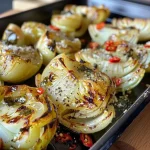['Close-up of roasted Brussels sprouts with a glistening olive oil coating.', 'Side view of baked Brussels sprouts topped with Parmesan cheese and herbs.', 'Juicy roasted Brussels sprouts with red onion and garlic, garnished with parsley.', 'Overhead shot of crispy Brussels sprouts, drizzled with honey and chili flakes.']