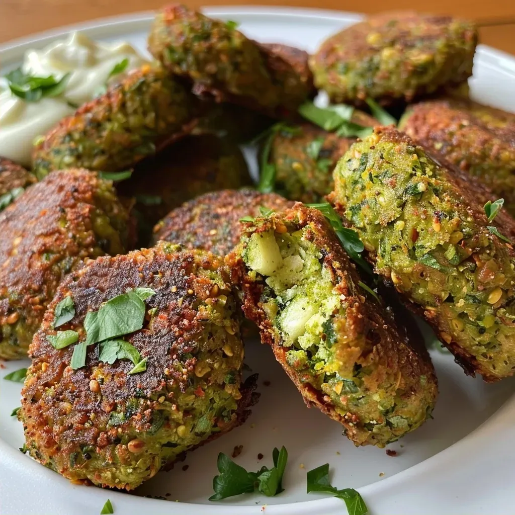 Close-up shot of juicy Rosenkohl falafel with a textured surface.
