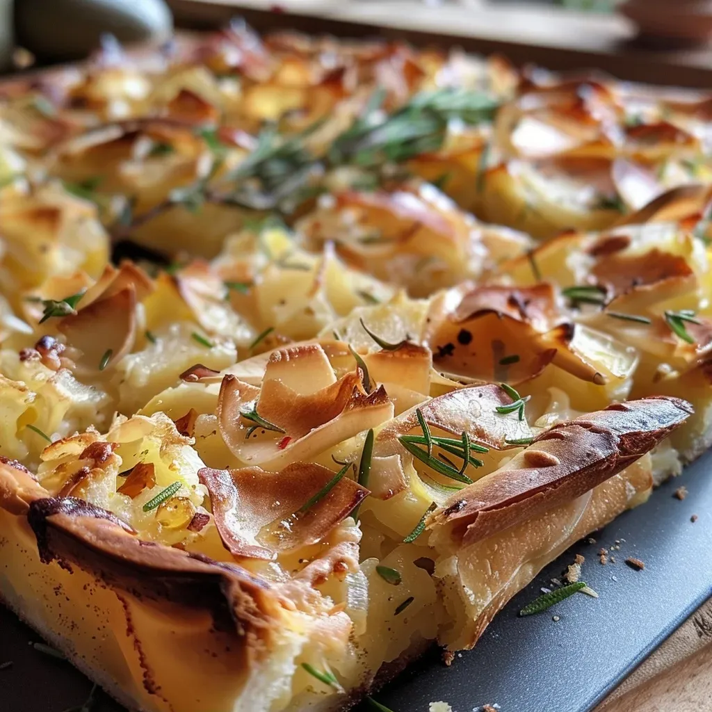 ['Close-up view of a golden-brown Rosenkohl Wähe with a flaky crust.', 'Side view of a fresh Rosenkohl pie showcasing green Brussels sprouts and a rich filling.', 'Juicy Rosenkohl Wähe on a plate, highlighting the texture of the crust and ingredients.', 'Detail shot of a slice of Rosenkohl Wähe, featuring Brussels sprouts and melted cheese.']