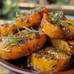 ['Close-up of Rosmarin-Topinambur with a focus on its texture and color.', 'Side view of juicy Rosmarin-Topinambur, showcasing fresh rosemary sprigs.', 'Detailed shot of Rosmarin-Topinambur, highlighting its golden-brown hue.', 'Close-up of raw Rosmarin-Topinambur with olive oil and spices around it.']
