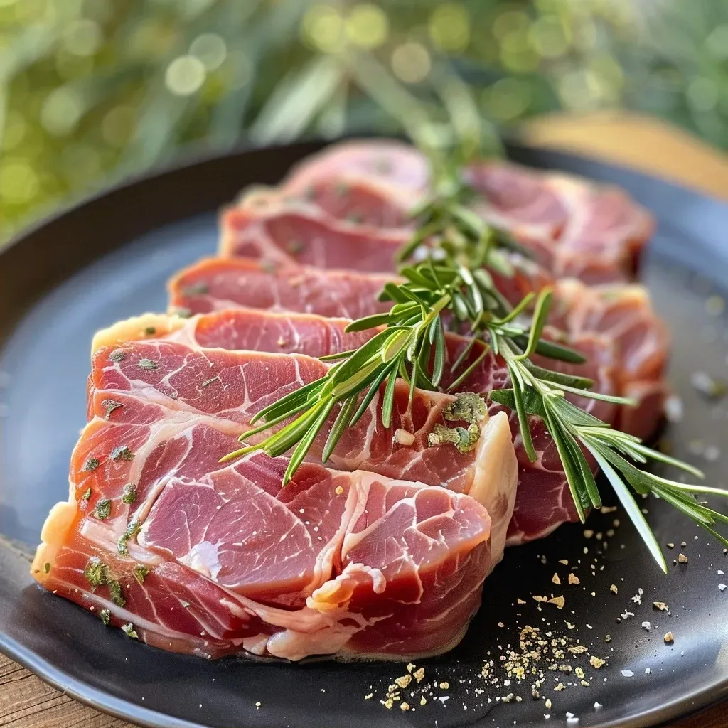 ['Close-up of Rosmarin-Topinambur with a focus on its texture and color.', 'Side view of juicy Rosmarin-Topinambur, showcasing fresh rosemary sprigs.', 'Detailed shot of Rosmarin-Topinambur, highlighting its golden-brown hue.', 'Close-up of raw Rosmarin-Topinambur with olive oil and spices around it.']