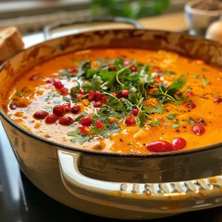 ['A close-up view of a creamy red lentil soup with sweet potatoes, topped with herbs and pomegranate seeds.', 'Side view of a bowl filled with vibrant red lentil soup, featuring diced sweet potatoes and a sprinkle of herbs.', 'A hearty serving of red lentil soup with sweet potatoes, garnished with coconut yogurt and red chili flakes.', 'A rich, creamy red lentil soup in a bowl, highlighting its texture and colorful toppings.']