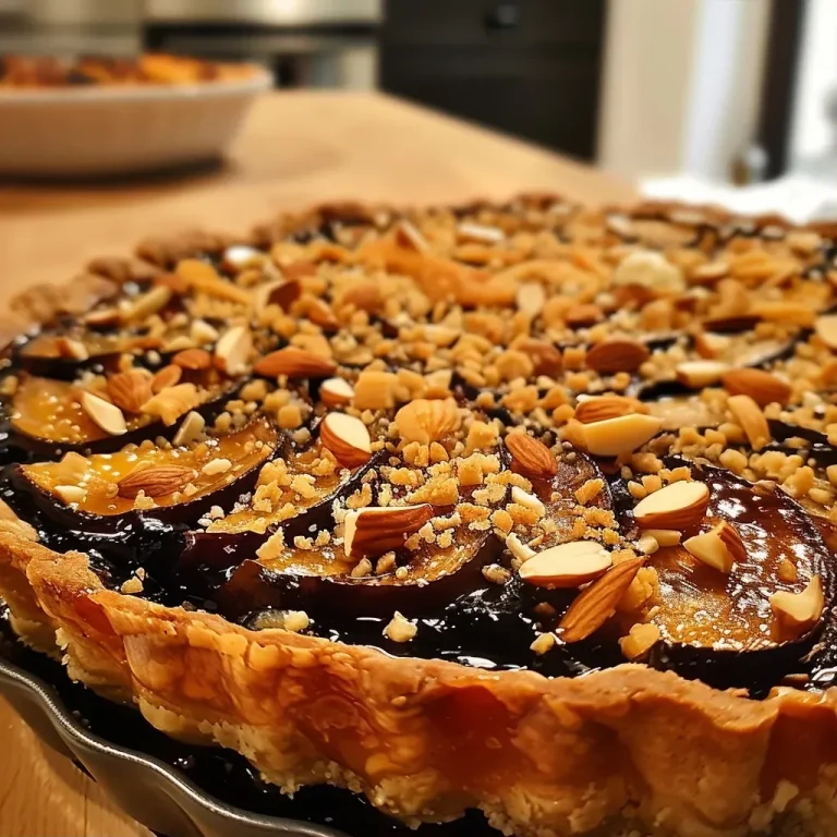 ['A side view of a slice of Schwarzwurzel Tarte topped with walnuts on a plate.', 'Close-up of a delectable Schwarzwurzel Tarte with a golden crust and walnut garnish.', 'A piece of lavish Schwarzwurzel Tarte showcasing its creamy filling and walnut topping.', 'Vibrant side view of a slice of Schwarzwurzel Tarte on a rustic wooden table.']