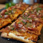 ['Close-up of juicy Speckpflaumenspieße with bacon-wrapped plums.', 'Side view of savory bacon-wrapped plums arranged on a plate.', 'Freshly made Speckpflaumenspieße displayed in a appetizing manner.', 'Delicious, glossy plums wrapped in crispy bacon, ready to eat.']