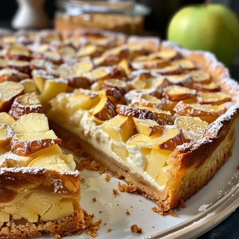 ['A close-up shot of a juicy Spekulatius-Kuchen, showcasing its rich layers and garnishes.', 'Side view of a freshly baked Spekulatius-Kuchen highlighting its creamy texture and almond topping.', 'Detailed image of Spekulatius-Kuchen with visible apple slices and a dusting of powdered sugar.', 'A delicious slice of Spekulatius-Kuchen, emphasizing its moist filling and crunchy almond crust.']