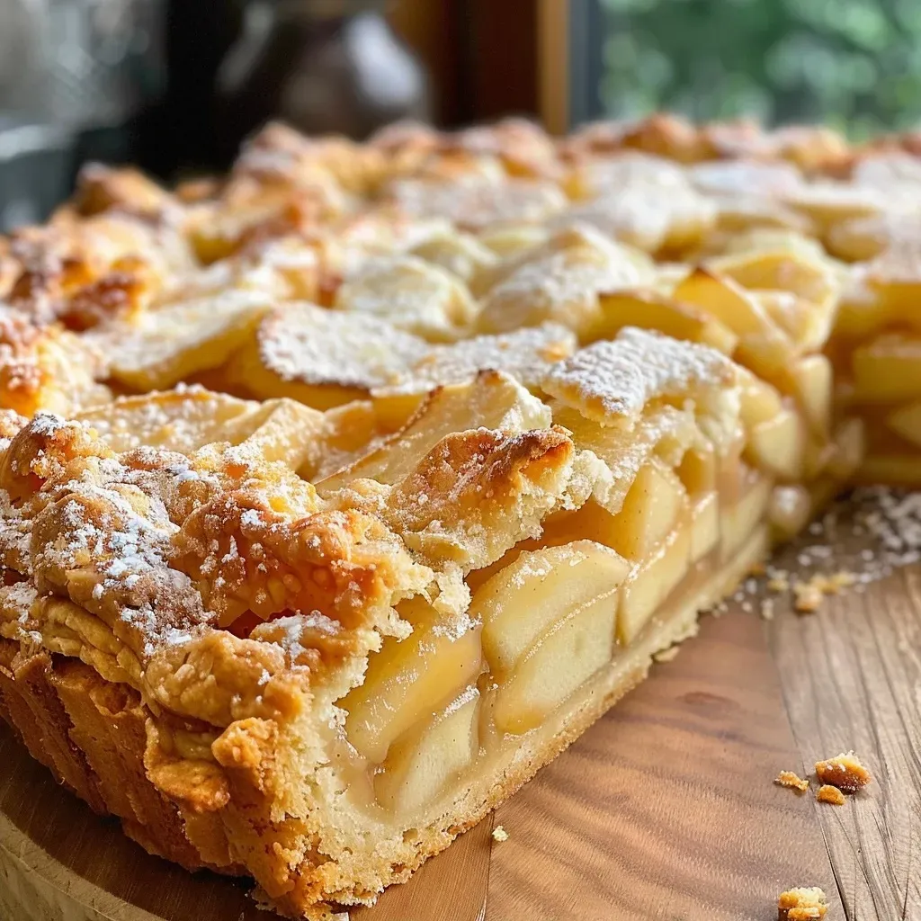 ['A close-up shot of a juicy Spekulatius-Kuchen, showcasing its rich layers and garnishes.', 'Side view of a freshly baked Spekulatius-Kuchen highlighting its creamy texture and almond topping.', 'Detailed image of Spekulatius-Kuchen with visible apple slices and a dusting of powdered sugar.', 'A delicious slice of Spekulatius-Kuchen, emphasizing its moist filling and crunchy almond crust.']