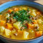 ['Close-up view of a bowl of Spitzkohlsuppe with creamy broth and vegetables.', 'A side view of a steaming bowl of Spitzkohlsuppe showcasing tender cabbage and potatoes.', 'Bowl of Spitzkohlsuppe filled with fresh ingredients, garnished and ready to serve.', 'Delicious Spitzkohlsuppe in a bowl, highlighting its rich texture and color.']