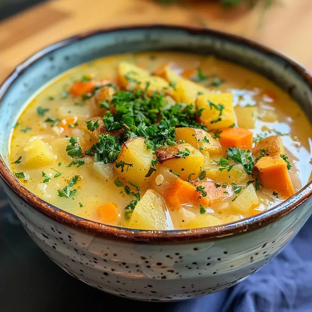 ['Close-up view of a bowl of Spitzkohlsuppe with creamy broth and vegetables.', 'A side view of a steaming bowl of Spitzkohlsuppe showcasing tender cabbage and potatoes.', 'Bowl of Spitzkohlsuppe filled with fresh ingredients, garnished and ready to serve.', 'Delicious Spitzkohlsuppe in a bowl, highlighting its rich texture and color.']