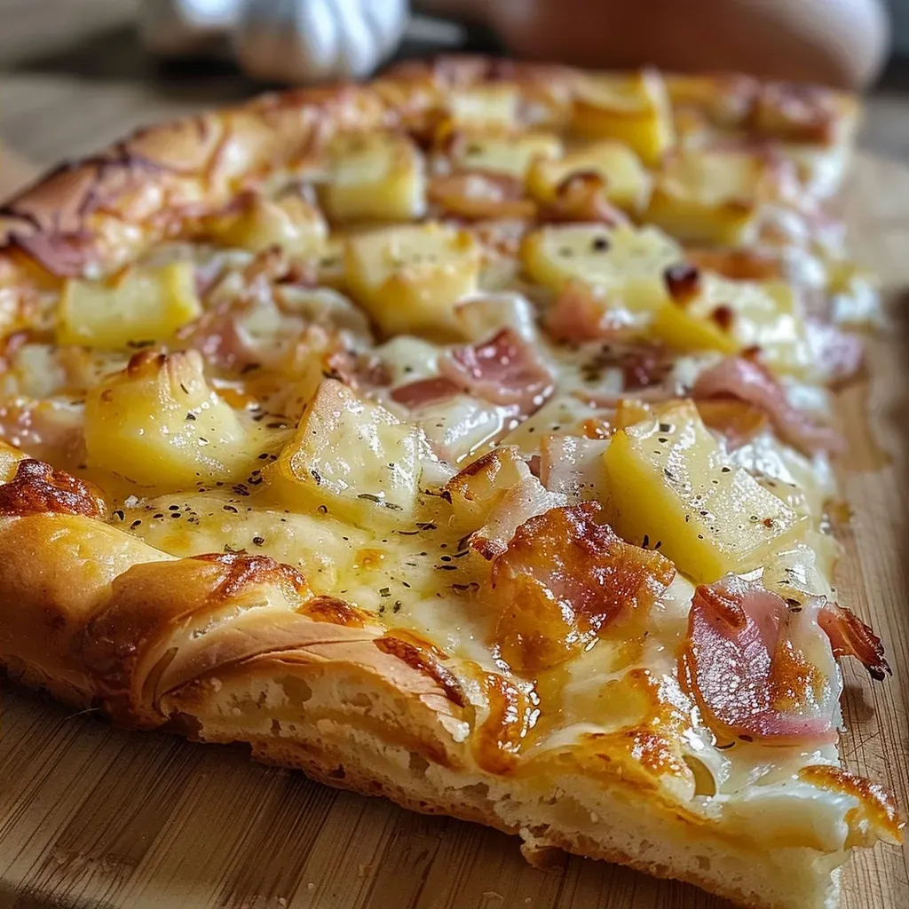 ['Close-up view of a slice of Topinambur-Rüebli-Wähe with a golden saffron glaze.', 'Side view of a savory tart filled with thinly sliced topinambur and carrots, topped with saffron.', 'Juicy slice of Topinambur-Rüebli-Wähe showcasing vibrant orange and yellow hues.', 'Deliciously baked Topinambur and carrot tart with a creamy saffron topping on a rustic plate.']