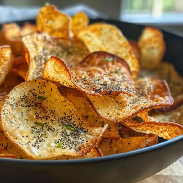 ['Close-up view of crispy Topinambur chips on a plate.', 'Side view of golden-brown Topinambur chips with seasonings.', 'Juicy Topinambur chips garnished with spices displayed on a wooden surface.', 'A collection of freshly made Topinambur chips ready to be served.']