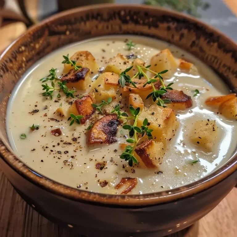 ['A close-up side view of creamy Topinambur soup garnished with fried olives, pomegranate seeds, and crunchy chips.', 'A delicious bowl of Topinambur soup featuring crispy olive toppings, fresh pomegranate seeds, and delicate chips.', 'Close-up view of a vibrant Topinambur soup enriched with fried olives, scattered pomegranate, and decorative chips.', 'Side view of rich Topinambur soup topped with golden fried olives, pomegranate jewels, and homemade chips.']