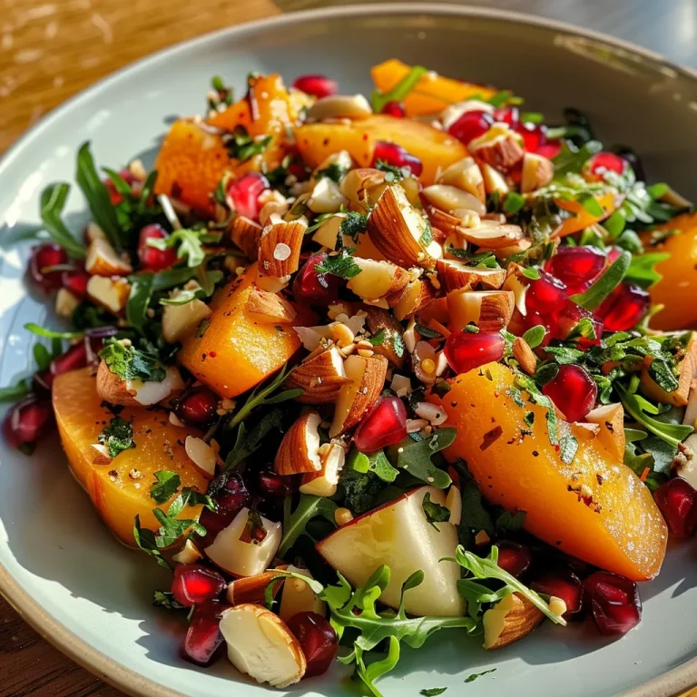 ['Close-up view of a vibrant Herbstlicher Kürbissalat featuring Hokkaido pumpkin, greens, and pomegranate.', 'Juicy Herbstlicher Kürbissalat with mixed greens and walnuts, captured from the side.', 'A delicious bowl of Herbstlicher Kürbissalat showcasing colorful ingredients like pumpkin and pomegranate.', 'Side view of a Herbstlicher Kürbissalat displaying fresh greens and nuts on a wooden table.']