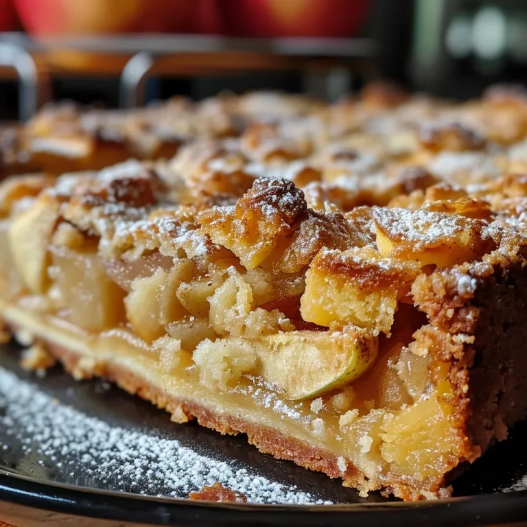 ['Close-up view of a freshly baked Apfelkuchen with golden crust and slices of apple.', 'Side perspective of a delicious Apfelkuchen, highlighting its juicy apple filling.', 'Detailed close-up of Apfelkuchen showcasing its soft texture and apple pieces.', 'Juicy Apfelkuchen from a side angle, with a shiny crust and sprinkled sugar.']