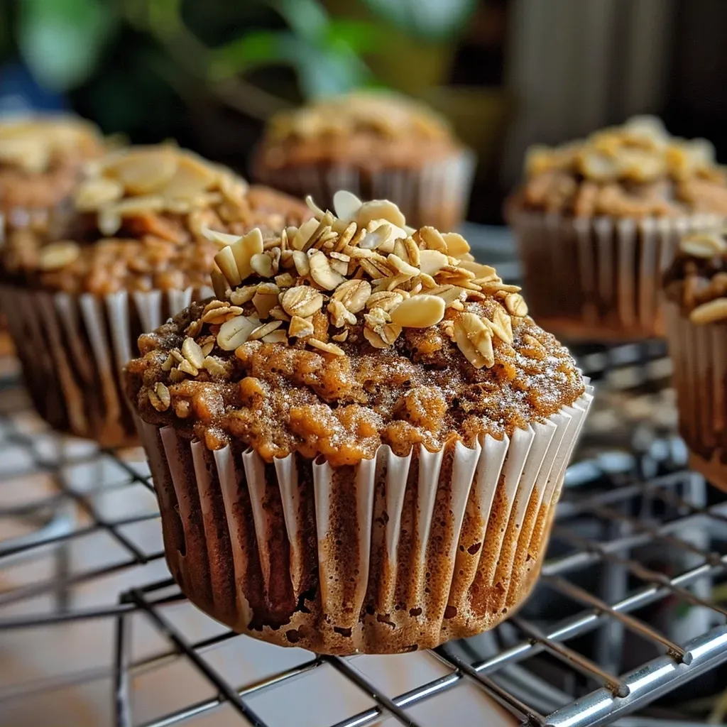 ['Close-up view of vegan salted caramel muffins showcasing their golden tops and moist texture.', 'Side view of a muffin revealing a soft, fluffy interior and salted caramel drizzled on top.', 'Delicious vegan muffins with a rich golden-brown crust, highlighting their sweet and salty glaze.', 'Juicy vegan muffins stacked, adorned with a sprinkle of sea salt and caramel drizzle.']