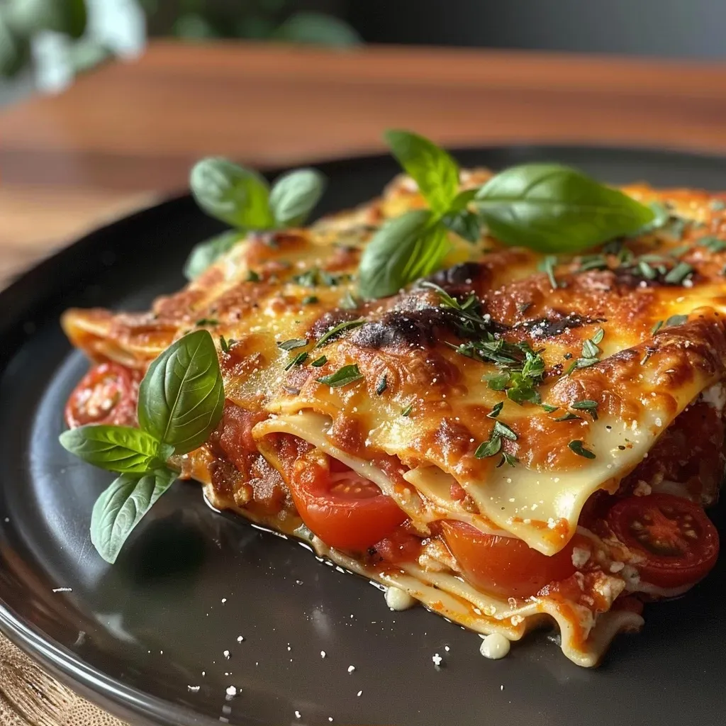 ['Close-up of a juicy vegan lasagne layered with sunflower and pumpkin seed filling.', 'Side view of a delicious vegan lasagne featuring vibrant vegetables and rich sauce.', 'A tempting slice of vegan lasagne showcasing colorful ingredients and creamy layers.', 'Detailed view of a hearty vegan lasagne with sunflower and pumpkin seed crust displayed on a plate.']