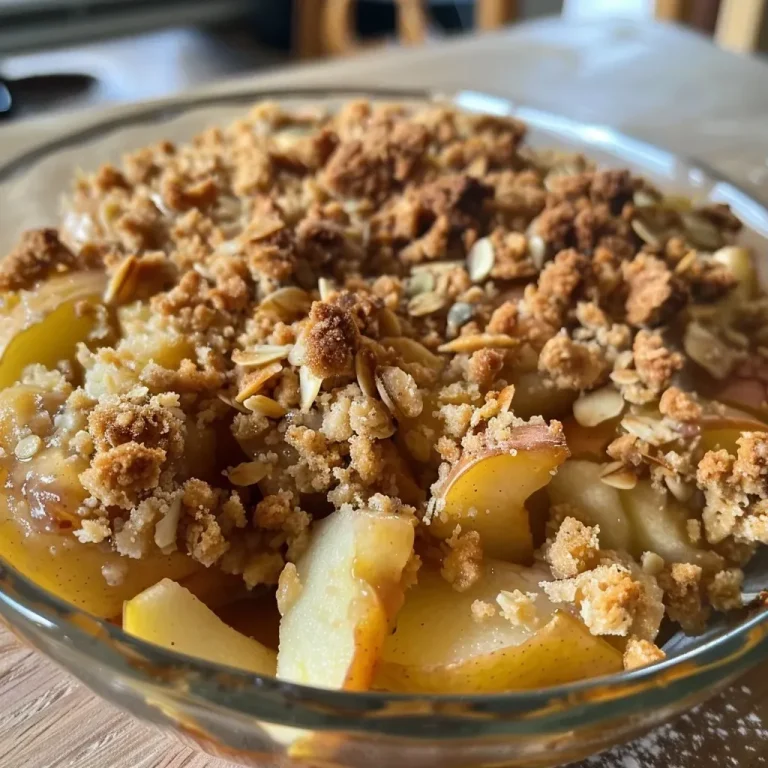 ['A close-up view of a vegan apple and pumpkin crumble topped with vegan peanut ice cream.', 'Side view of a warm vegan apple-pumpkin crumble served with a scoop of peanut ice cream.', 'Juicy vegan apple and Hokkaido pumpkin crumble with a dollop of creamy peanut ice cream.', 'Tasty vegan dessert featuring apple and pumpkin crumble accompanied by peanut-flavored ice cream.']