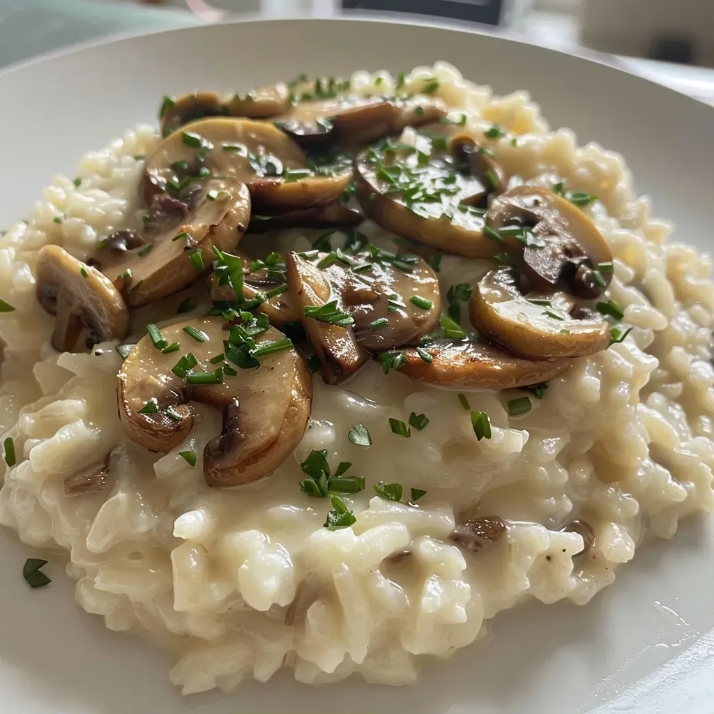 ['Close-up view of creamy Weißer Risotto with garnishes.', 'Side angle of a bowl of Weißer Risotto showcasing its rich texture.', 'Appetizing plate of Weißer Risotto with fresh ingredients visible.', 'Detailed image of Weißer Risotto highlighting its creamy appearance.']