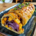 ['A side view of fresh summer rolls filled with colorful vegetables and smoked salmon.', 'Close-up of vibrant winter rolls wrapped in rice paper, showcasing various fillings.', 'Juicy summer rolls accompanied by a creamy peanut dip, with visible fresh ingredients.', 'Appetizing display of rice paper rolls filled with greens, mango, and seafood.']