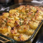 ['A close-up, side view of a cheesy Wirsing Kartoffel Auflauf, showcasing layers of potatoes and savoy cabbage.', 'Juicy Wirsing Kartoffel Auflauf with melted cheese on top, presented from the side to highlight its texture.', 'A tantalizing side view of Wirsing Kartoffel Auflauf, featuring golden cheese and vibrant green cabbage strips.', 'A delicious serving of Wirsing Kartoffel Auflauf, highlighting the creamy layers of potatoes and cabbage topped with cheese.']