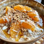 ['Close-up view of creamy Zimt Porridge topped with caramelized orange slices.', 'Side view of a bowl of Zimt Porridge with juicy caramelized oranges and mint leaves.', 'Creamy oatmeal displayed beautifully with garnished orange segments and almonds.', 'A delicious serving of Zimt Porridge featuring vibrant caramelized oranges and a sprinkle of cinnamon.']