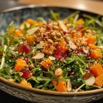 ['Close-up view of a colorful Zwetschgen Kürbis Vogerlsalat with fresh ingredients.', 'Side angle of a delicious Zwetschgen Kürbis Vogerlsalat garnished with herbs.', 'Vibrant Zwetschgen Kürbis Vogerlsalat featuring squash and plums on a plate.', 'Detailed shot of a salad with Zwetschgen, pumpkin, and arugula ingredients.']