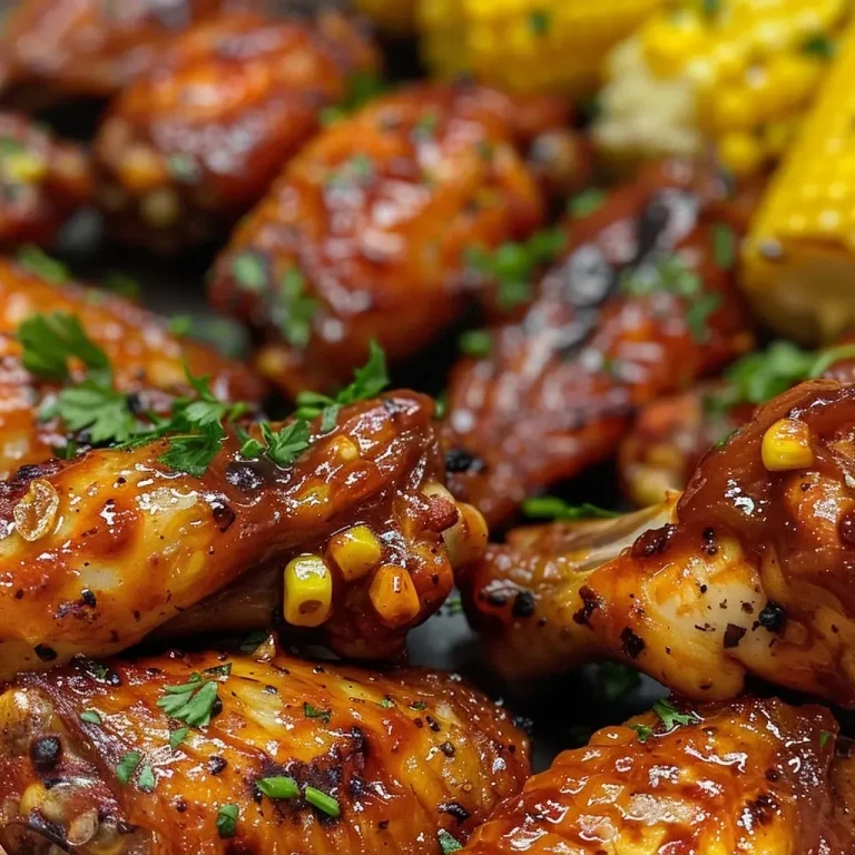 Sabor Intenso en Cada Mordisco: Alitas de Pollo y Mazorcas a la Barbacoa BBQ Chicken Wings mit Maiskolben