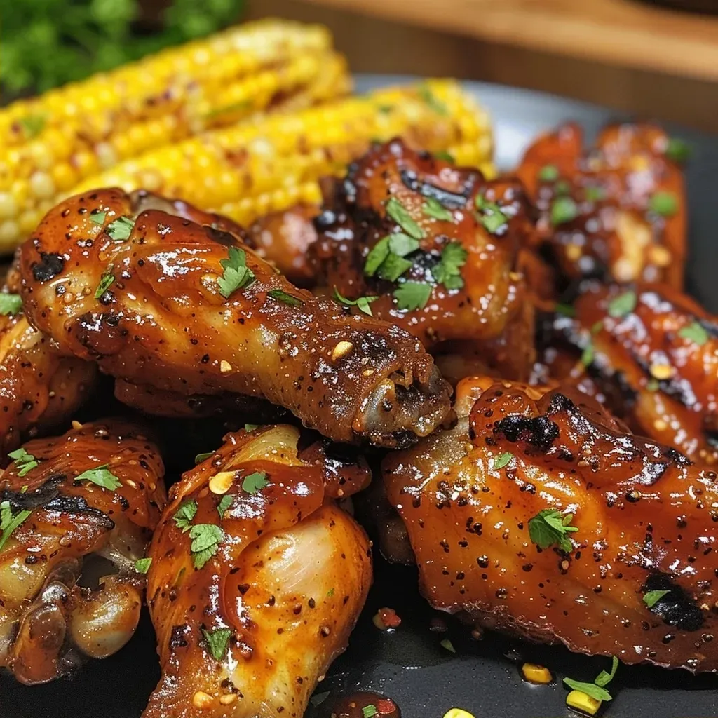 BBQ Chicken Wings mit Maiskolben