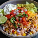 Cremige Taco Reis Bowl mit Rinderhack schnell lecker!