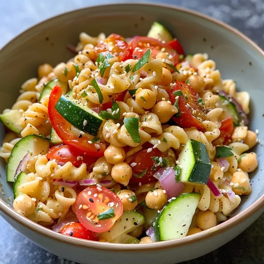 Kichererbsen-Pasta-Bowl mit Tahini