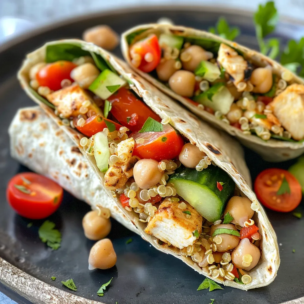 Sommerliche Wraps mit Hähnchen-Quinoa Füllung