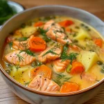 Finnische Lachs-Suppe mit Gemüse
