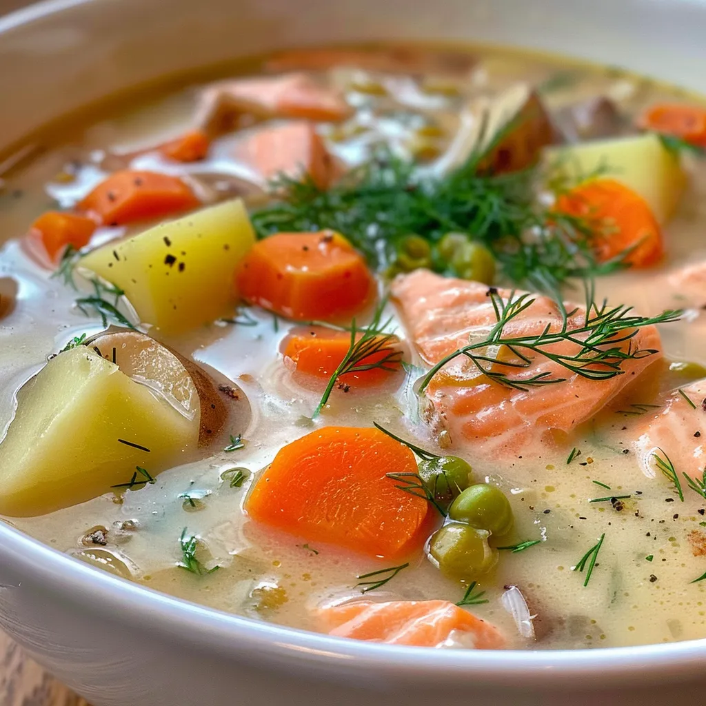Finnische Lachs-Suppe mit Gemüse