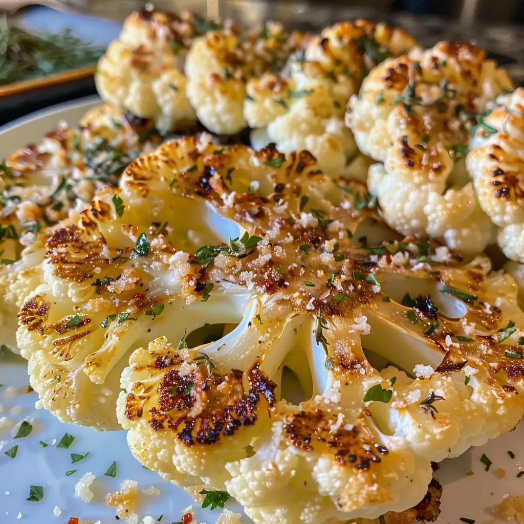 Ofen Blumenkohl Steaks Mit Parmesan Käsekruste