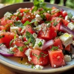 Wassermelonen Feta Salat mit Minze