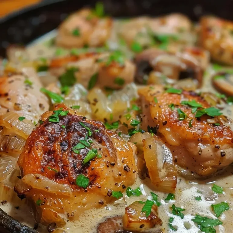 Zwiebel Sahne Hähnchen aus dem Ofen